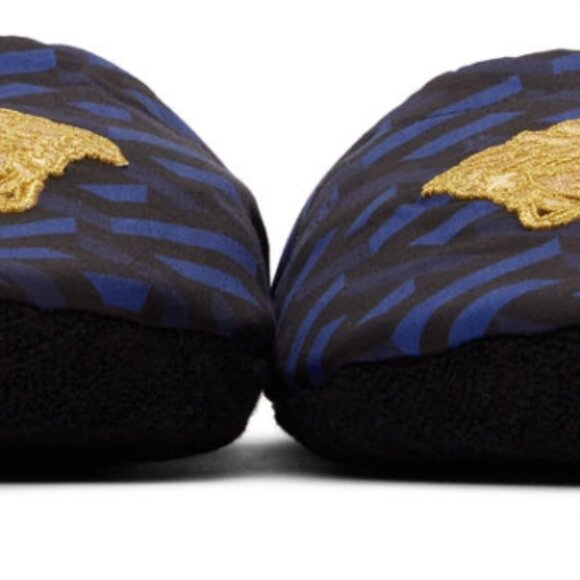 Versace Black & Blue La Greca Slippers - Picture 3 of 5